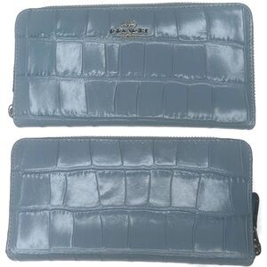 Coach Blue Leather Croc Full-Sized Wallet